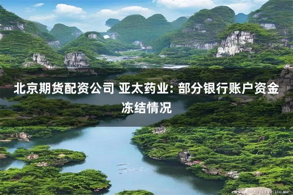 北京期货配资公司 亚太药业: 部分银行账户资金冻结情况