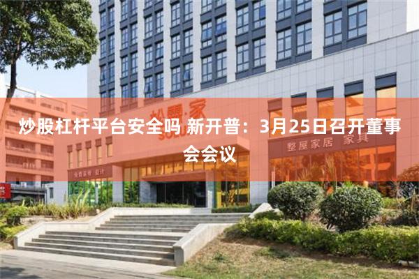 炒股杠杆平台安全吗 新开普：3月25日召开董事会会议