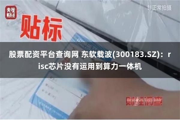 股票配资平台查询网 东软载波(300183.SZ)：risc芯片没有运用到算力一体机