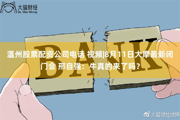 温州股票配资公司电话 视频|8月11日大摩最新闭门会 邢自强：牛真的来了吗？