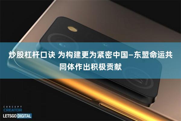 炒股杠杆口诀 为构建更为紧密中国—东盟命运共同体作出积极贡献